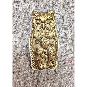 Vintage Solid Brass Horned Owl Wall Mounted Paper Holder
